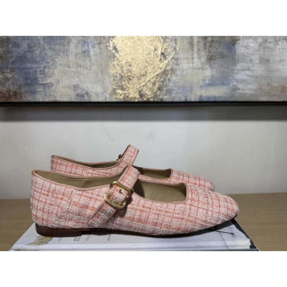 Women's Sam Edelman Pink Plaid Mary Jane Flats - Picture 2 of 6